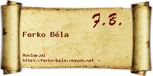Ferko Béla névjegykártya